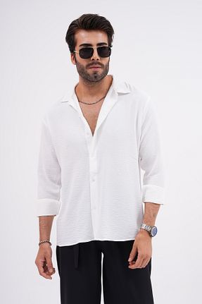 پیراهن سفید مردانه اورسایز SKYMOOD - کد 317299961