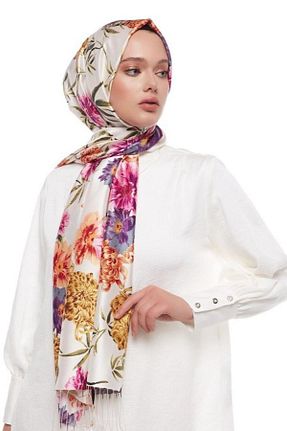 شال سفید زنانه ابریشم ipekevi - کد 836505988