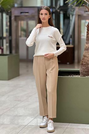 شلوار بژ زنانه پلی استر On Fashion - کد 881653055