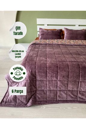 ست لحاف و روکش لحاف و روکش بالش دو نفره بنفش پنبه ای sutra - کد 927214142
