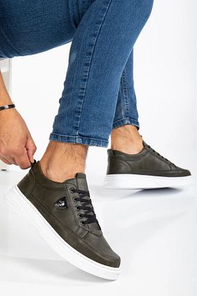 کفش اسنیکر خاکی مردانه بند دار MY GROSS SHOES - کد 927214574