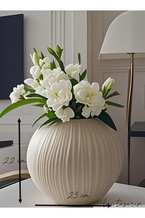 گلدان بژ سرامیک Lui Tasarım - کد 927219343