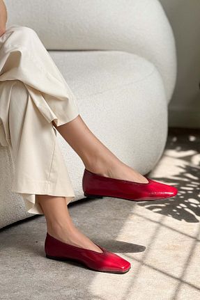 بابت زرشکی زنانه چرم مصنوعی NİŞANTAŞI SHOES - کد 926936245
