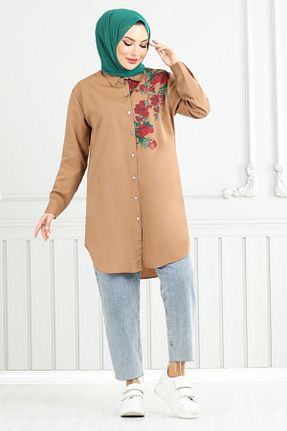 تونیک حجاب قهوه ای زنانه بافتنی ModaMerve - کد 927240025