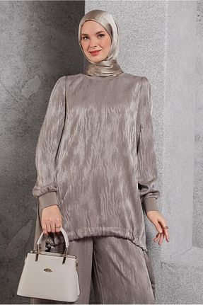 ست بالاتنه و پائین تنه حجاب قهوه ای زنانه رگولار Alvina - کد 882358465
