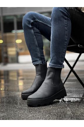 بوت / نیم بوت مشکی مردانه چرم مصنوعی ftclothing - کد 927255120