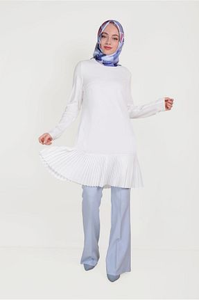 تونیک حجاب سفید زنانه پلی استر Alvina - کد 872845376