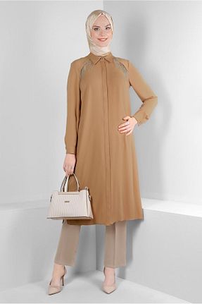 شلوار پارچه ای بژ زنانه بلند Alvina - کد 805630830