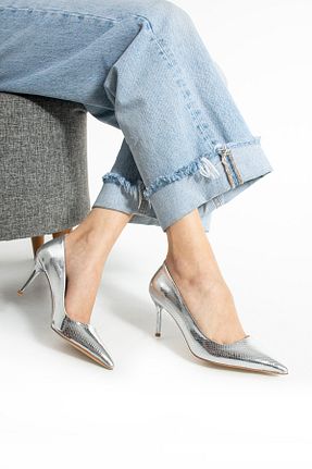 کفش استایلیتو طوسی پاشنه نازک Güllü Shoes - کد 927257415