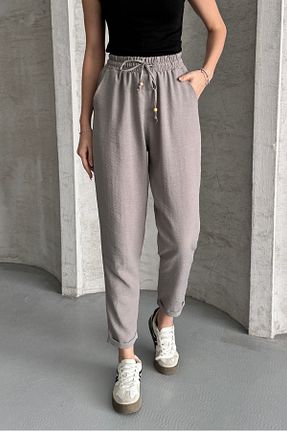 شلوار طوسی زنانه کتان macharel jeans - کد 927266980