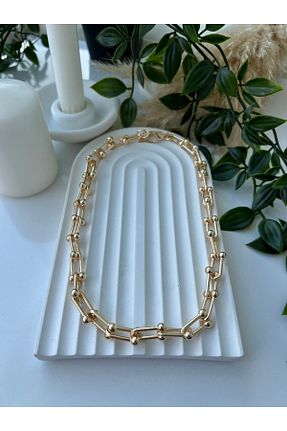گردنبند استیل ( فولاد ) طلائی زنانه روکش طلا YALX - کد 941806874