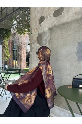 شال بنفش زنانه پنبه ای Qalortex Scarf - کد 927310581