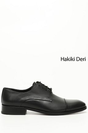 کفش کلاسیک مشکی مردانه چرم خالص GÖNDERİ(R) - کد 95787941