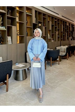 پیراهن آبی زنانه کراپ Miraydın Butik - کد 922465744