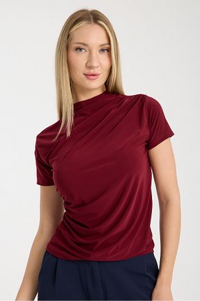 بلوز زرشکی زنانه ساده RESSHO - کد 927333993