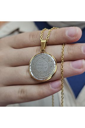 گردنبند استیل ( فولاد ) زرد زنانه استیل ضد زنگ alvetak - کد 927344778