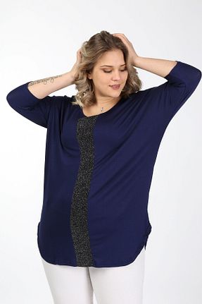 بلوز سایز بزرگ سرمه ای زنانه سایز بزرگ Alesia - کد 77700506