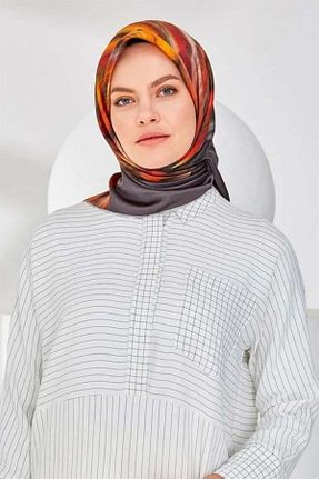 روسری طوسی کرپ ساتن ابریشم Armine - کد 70774039