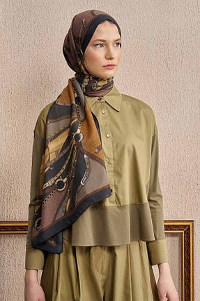 شال قهوه ای زنانه پنبه ای ED Scarf - کد 927359959