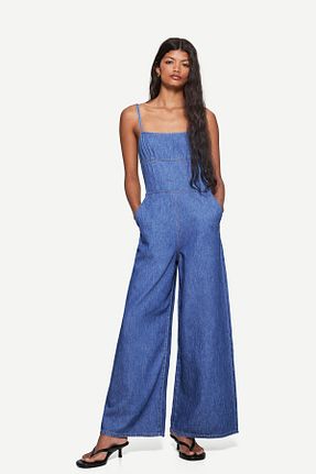 سرهمی آبی زنانه آستین افتاده Bershka - کد 927356808