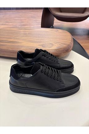 کفش اسنیکر مشکی مردانه چرم اصل Paulo - کد 927357679