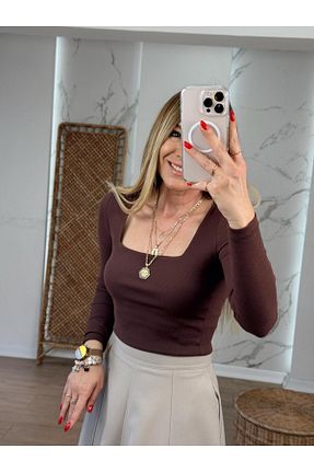 بلوز قهوه ای زنانه ساده X-Young - کد 927373750