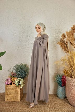کلاه و ابایا قهوه ای زنانه پنبه ای Nissra - کد 781533234