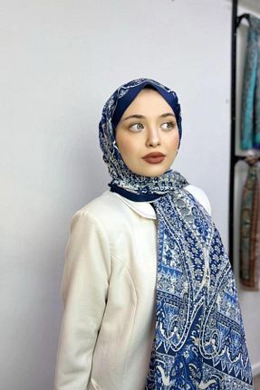 شال سرمه ای زنانه Mira İpek - کد 927373156
