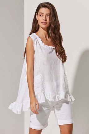 بلوز سفید زنانه ساده White By Nature - کد 332025352