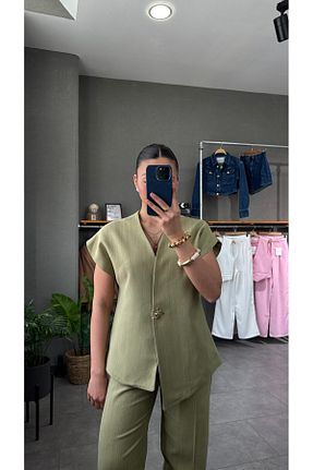 ست بالاتنه و پائین تنه سبز زنانه بافتنی YOUR NAME - کد 927376786