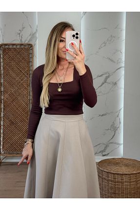 بلوز قهوه ای زنانه ساده X-Young - کد 927373750