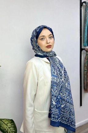 شال سرمه ای زنانه Mira İpek - کد 927373156