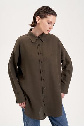 پیراهن خاکی زنانه رگولار TERZİ DÜKKANI - کد 830227182