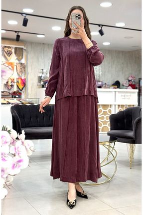 ست بالاتنه و پائین تنه زرشکی زنانه بافتنی clemence - کد 927387201