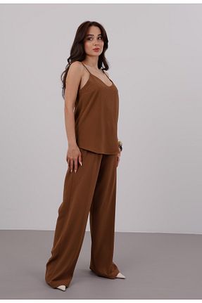 ست بالاتنه و پائین تنه قهوه ای زنانه بافتنی FACETTE - کد 927388053