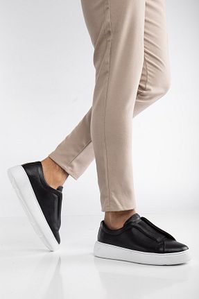کفش اسنیکر مشکی مردانه چرم اصل maximoda - کد 927403406