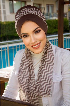 کلاه شنای حجاب قهوه ای Aişe Tesettür - کد 927415772