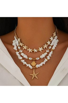 گردنبند جواهر زرد زنانه برنجی TAKİŞKO - کد 927449470