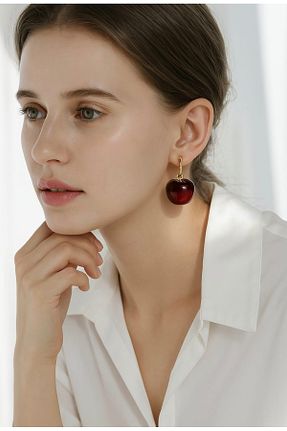 گوشواره جواهر زرشکی برنجی monalisatoka - کد 927464264