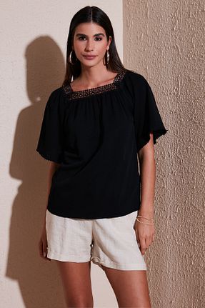 بلوز مشکی زنانه ساده Lela - کد 927475561