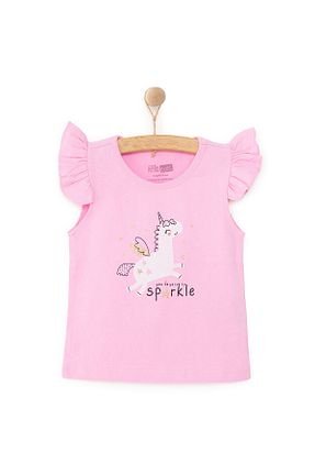 تیشرت صورتی بچه گانه یقه دوچرخه ebebek Hello Baby - کد 927514046