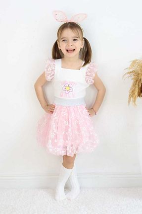 ست بالاتنه و پائین تنه صورتی بچه گانه بافت ESİLA KİDS - کد 925991375