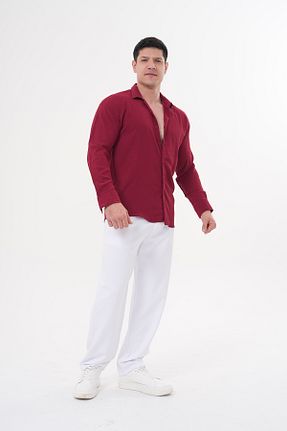 پیراهن زرشکی مردانه اسلیم فیت byata.style - کد 804134416