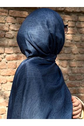شال سرمه ای زنانه پنبه ای Qalortex Scarf - کد 927560348