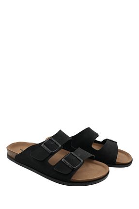 دمپائی مشکی مردانه چرم مصنوعی FLY SOFT - کد 927562852