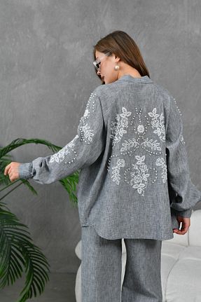ست بالاتنه و پائین تنه طوسی زنانه بافتنی Miss Allos - کد 832568680
