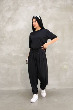 ست بالاتنه و پائین تنه مشکی زنانه بافت moda poni - کد 927558864