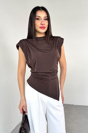 بلوز قهوه ای زنانه ساده Cappmoda - کد 927570414
