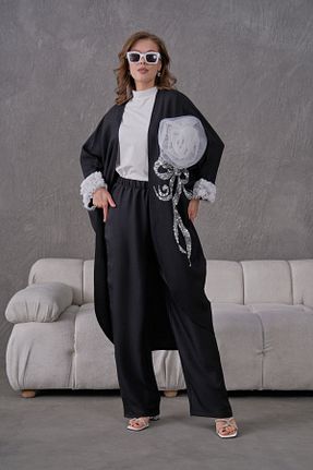 ست بالاتنه و پائین تنه مشکی زنانه بافتنی Miss Allos - کد 921336091