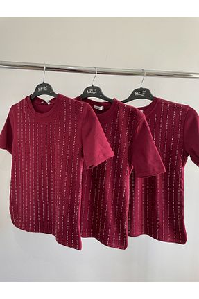 بلوز زرشکی زنانه رگولار ALSU BUTİK - کد 927575003
